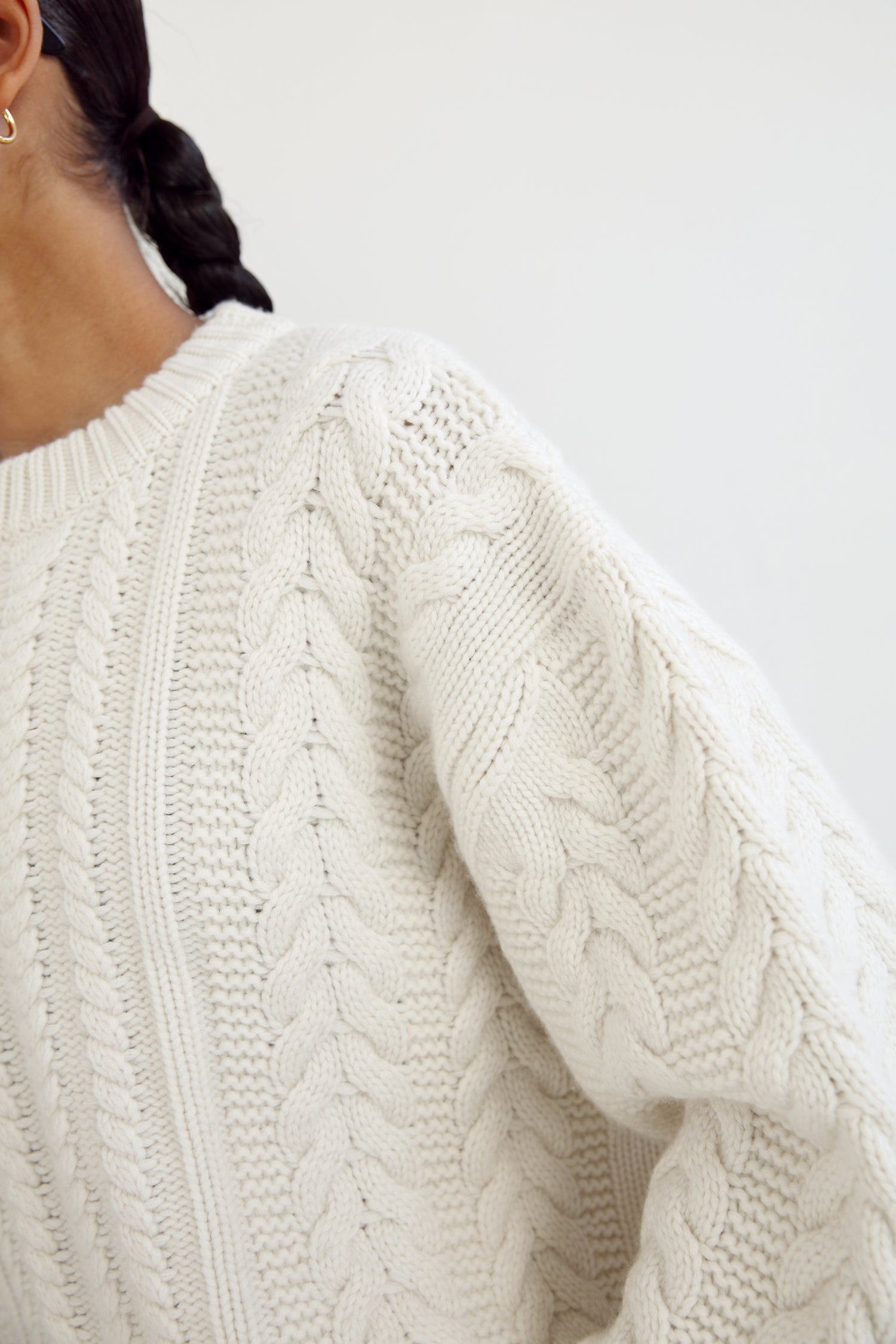 Naia Cable Knit Sweater, cream