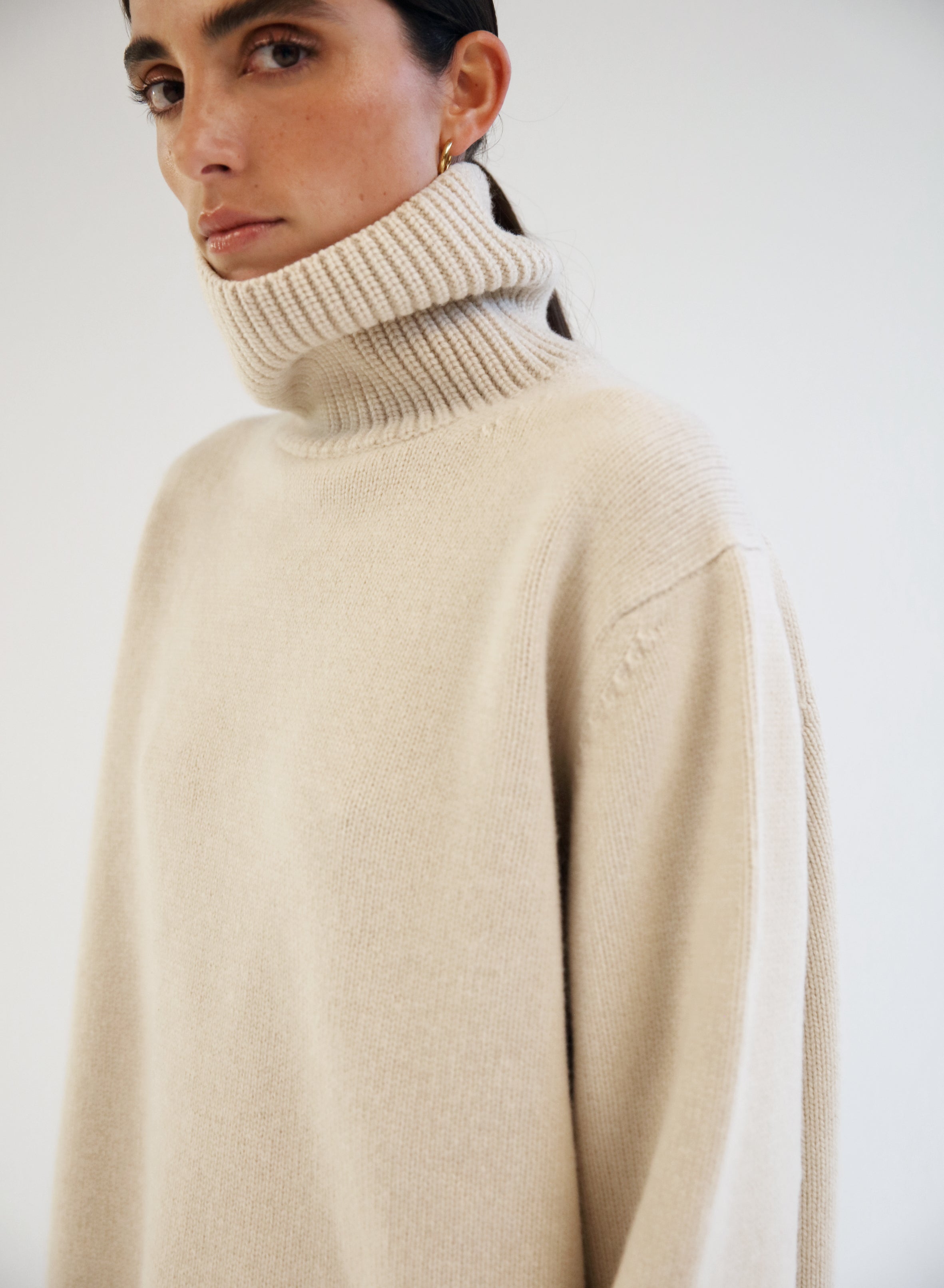 Cream turtleneck sweater best sale