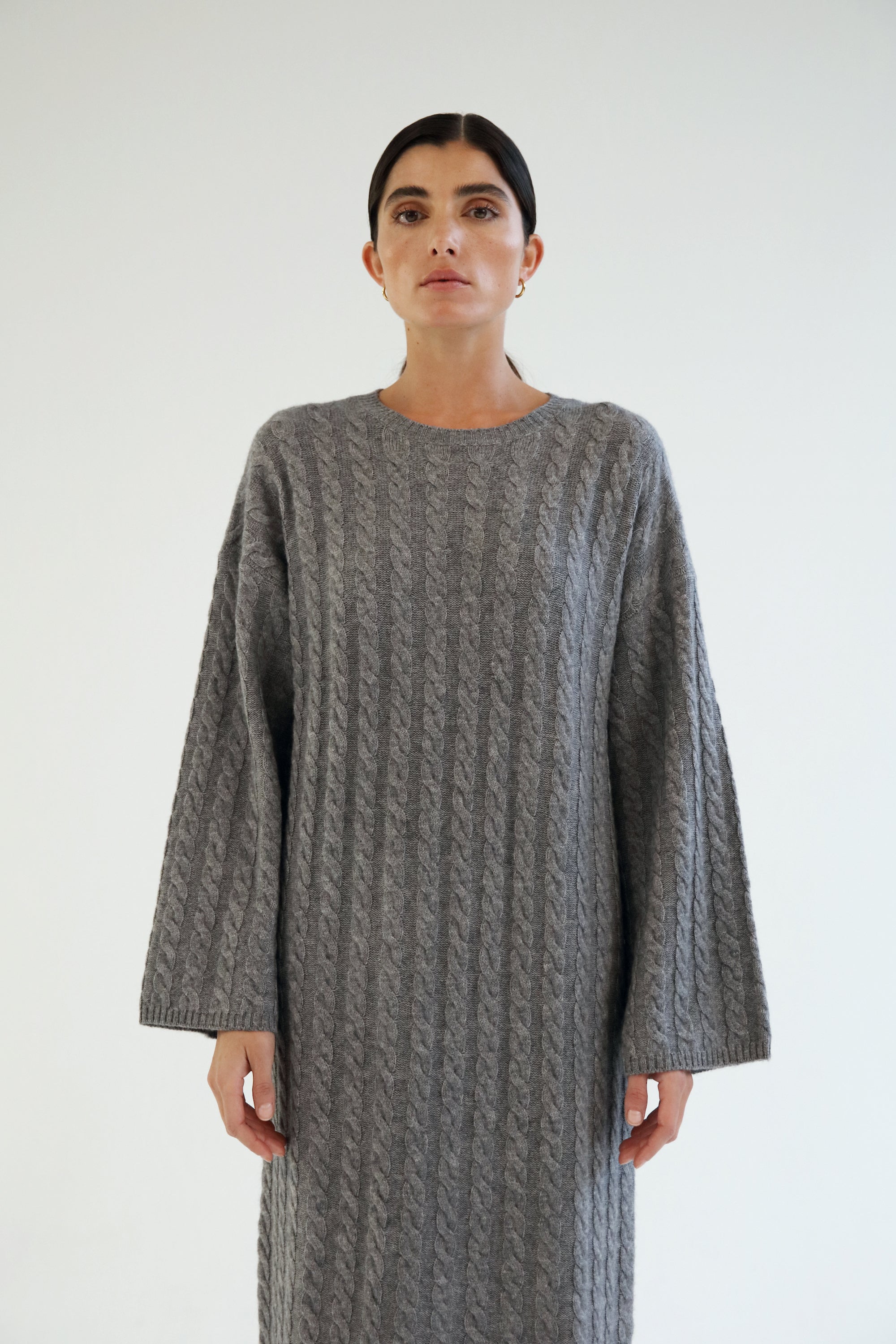 Grey cable knit sales dress