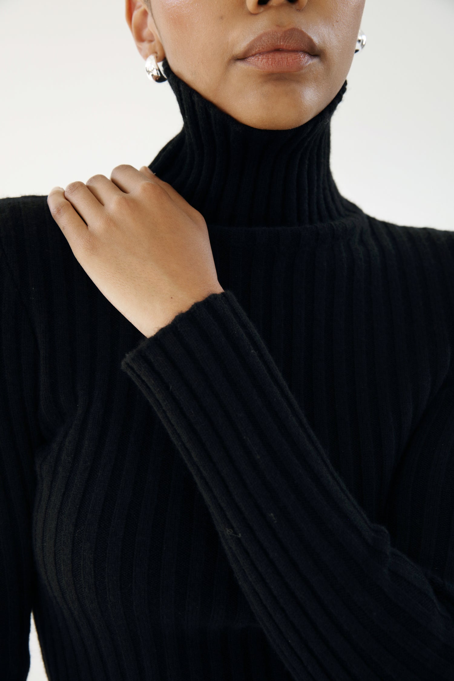 Faie Rib Knit Sweater, black