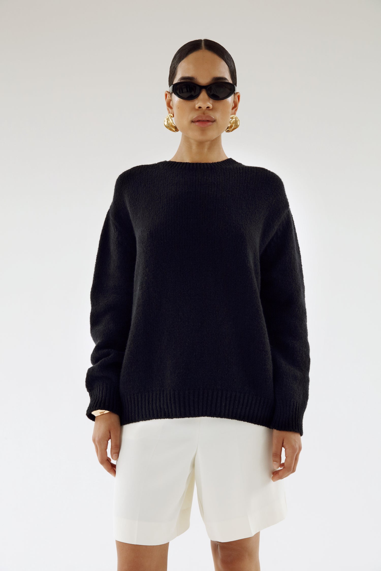 Flor Crewneck Sweater, black