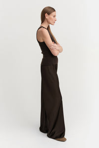 Bias Satin Pants, chocolate