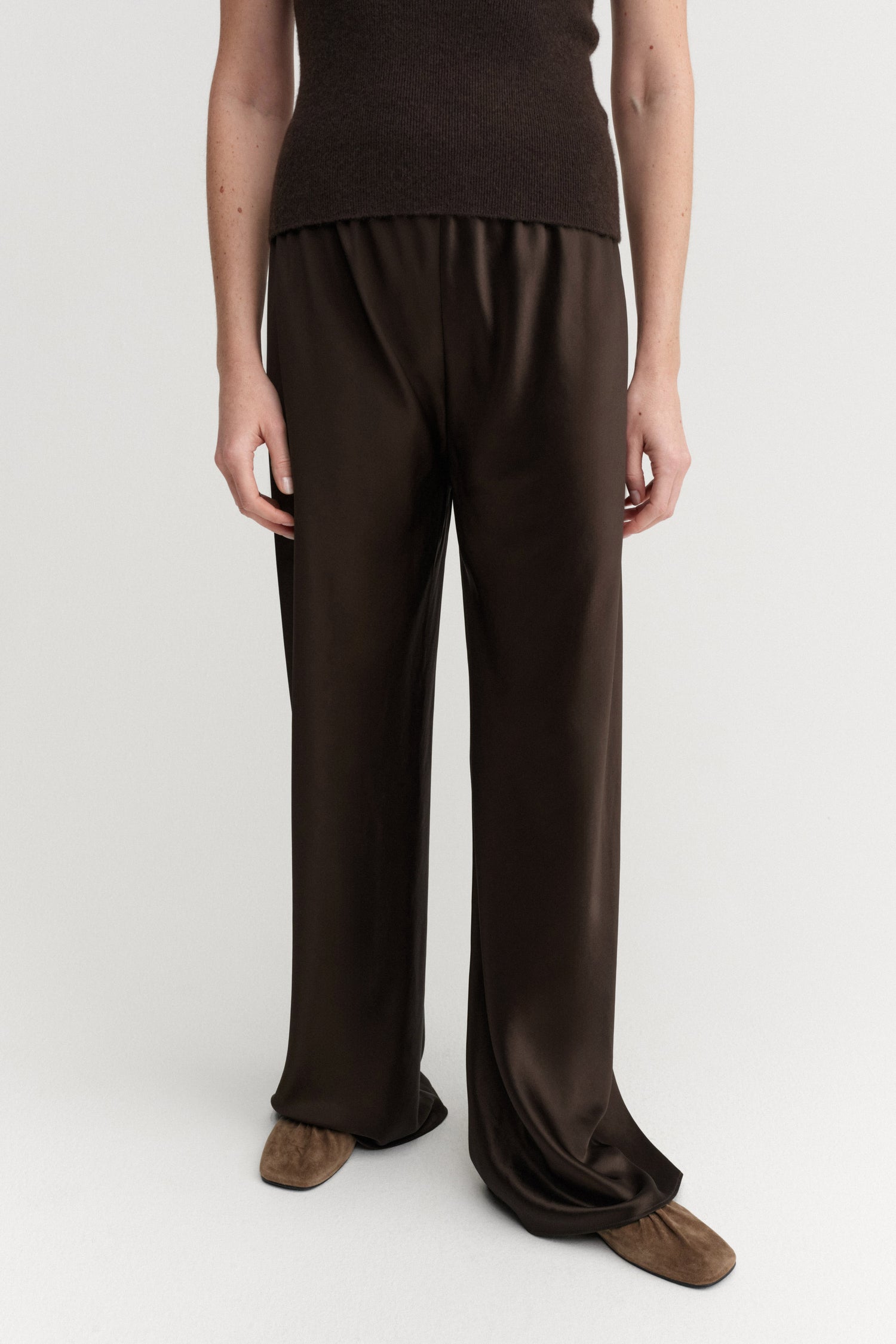 Bias Satin Pants, chocolate