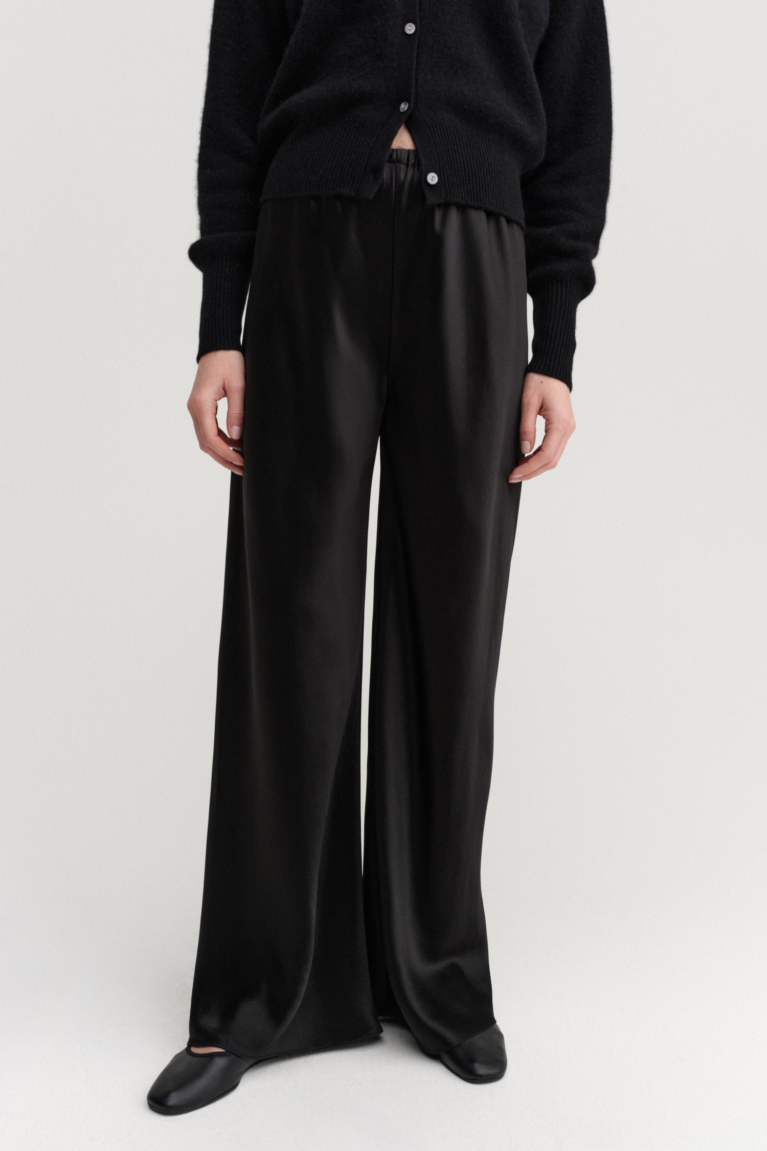 Bias Satin Pants, black