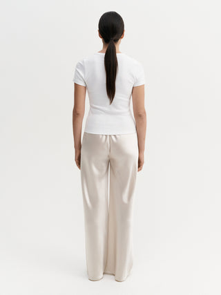 Bias Satin Pants, pearl