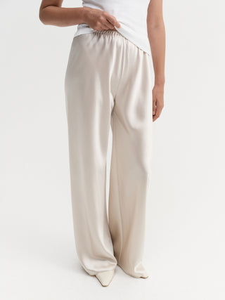 Bias Satin Pants, pearl