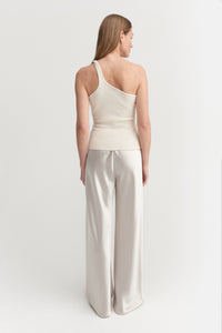 Bias Satin Pants, pearl