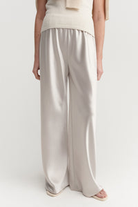 Bias Satin Pants, pearl