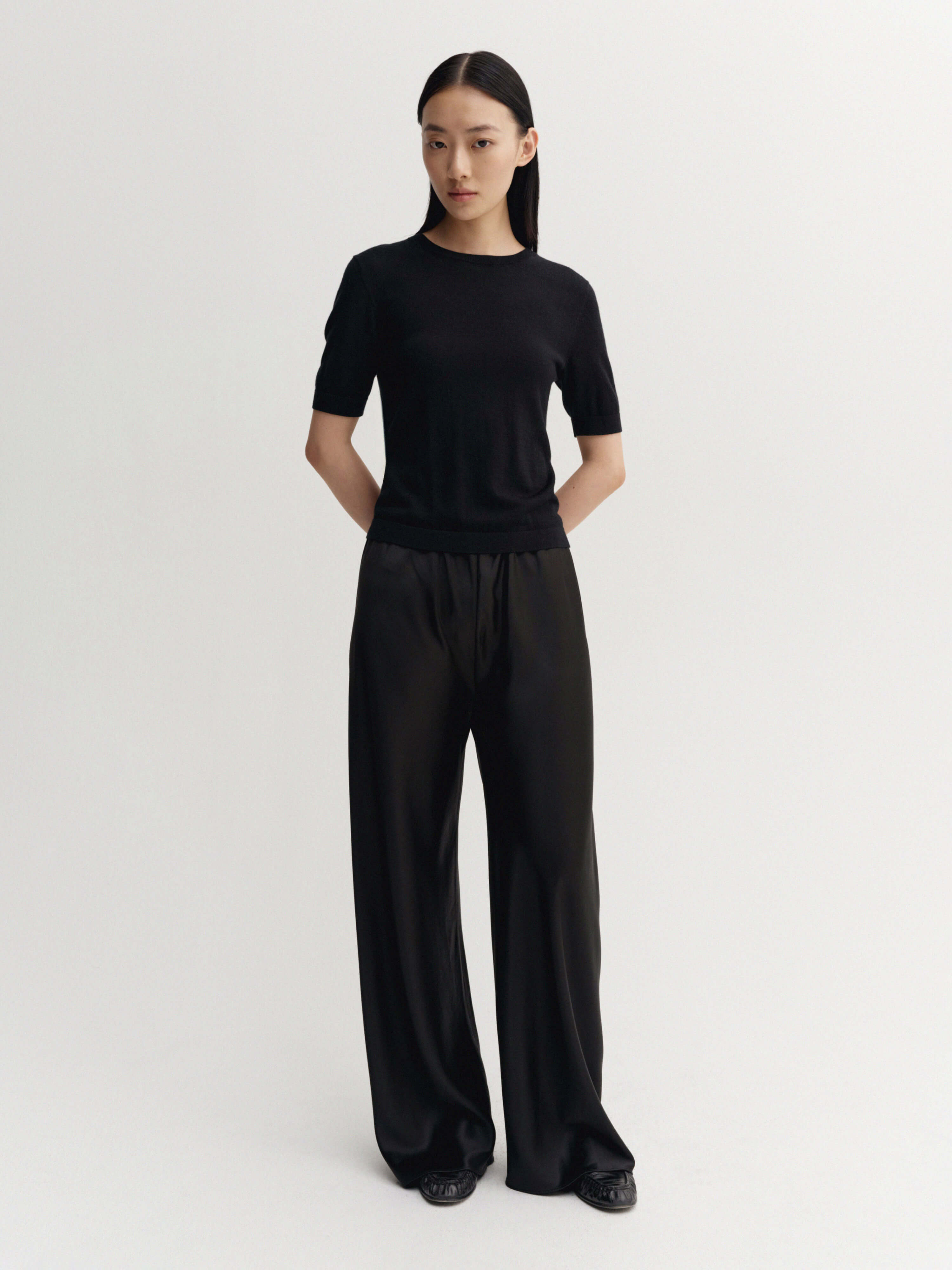 Bias Satin Pants, black