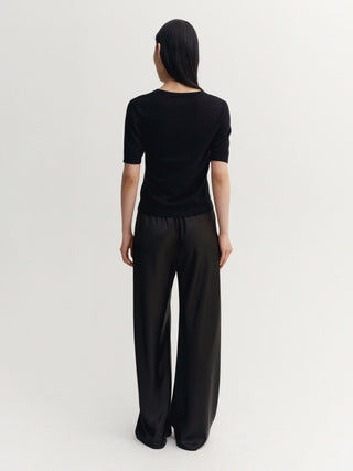 Bias Satin Pants, black