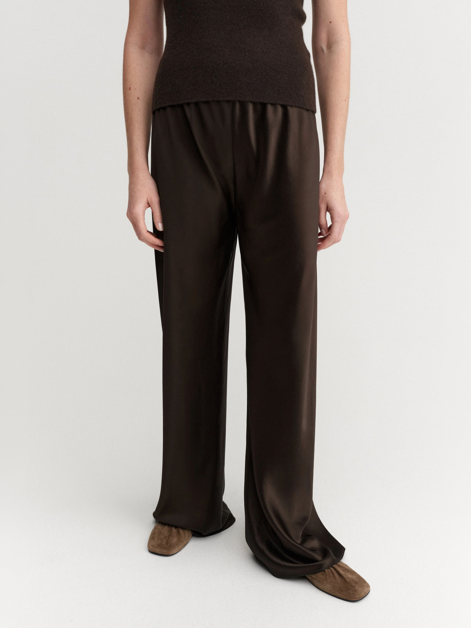 Bias Satin Pants, chocolate
