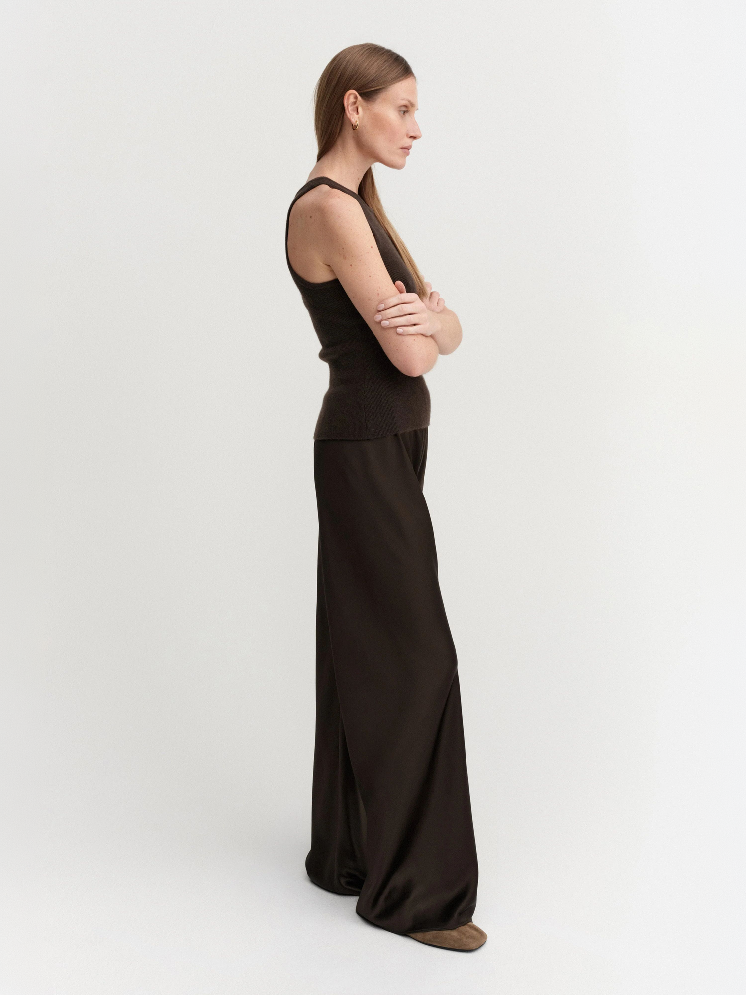 Bias Satin Pants, chocolate