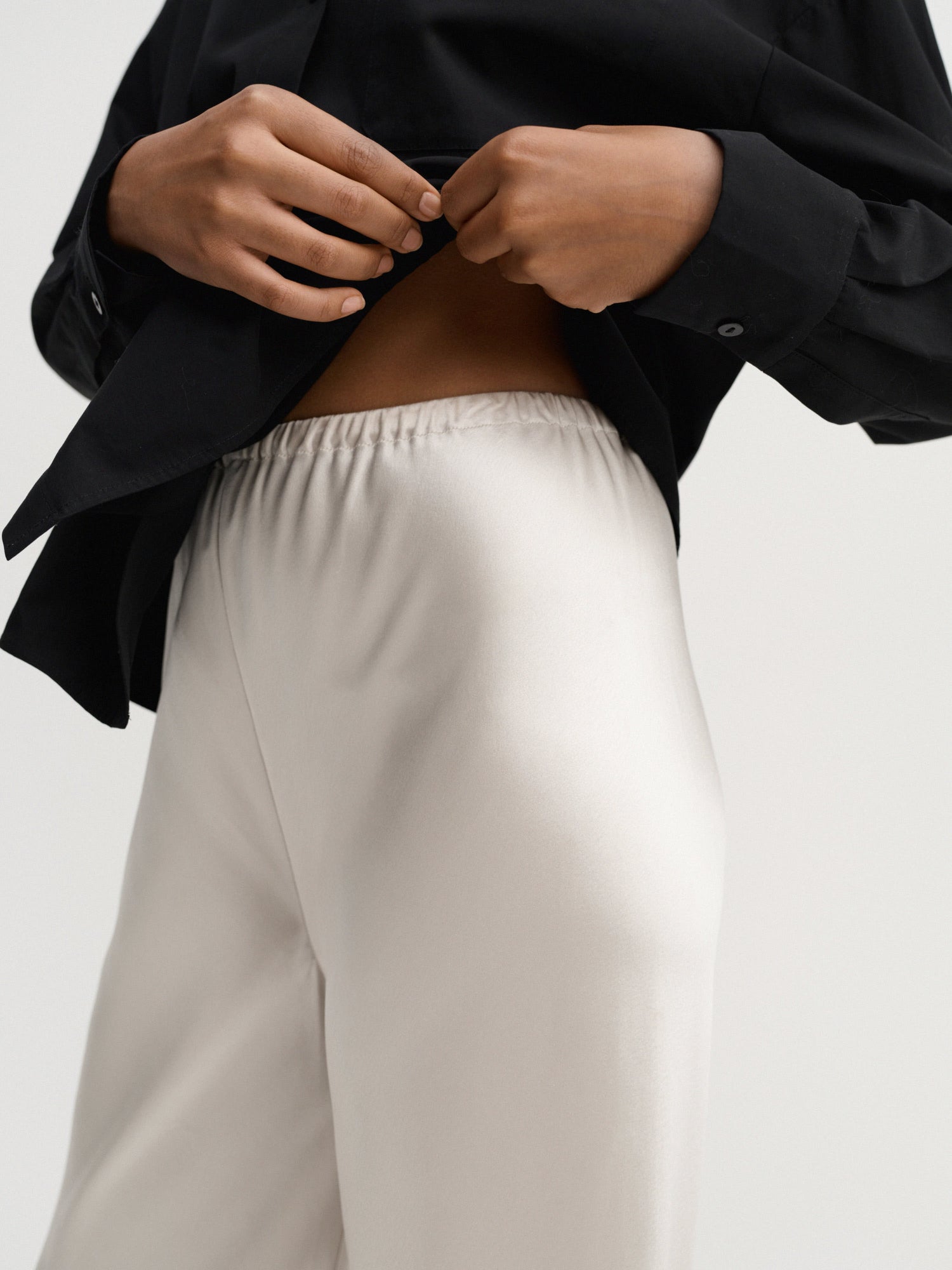 Bias Satin Pants, pearl