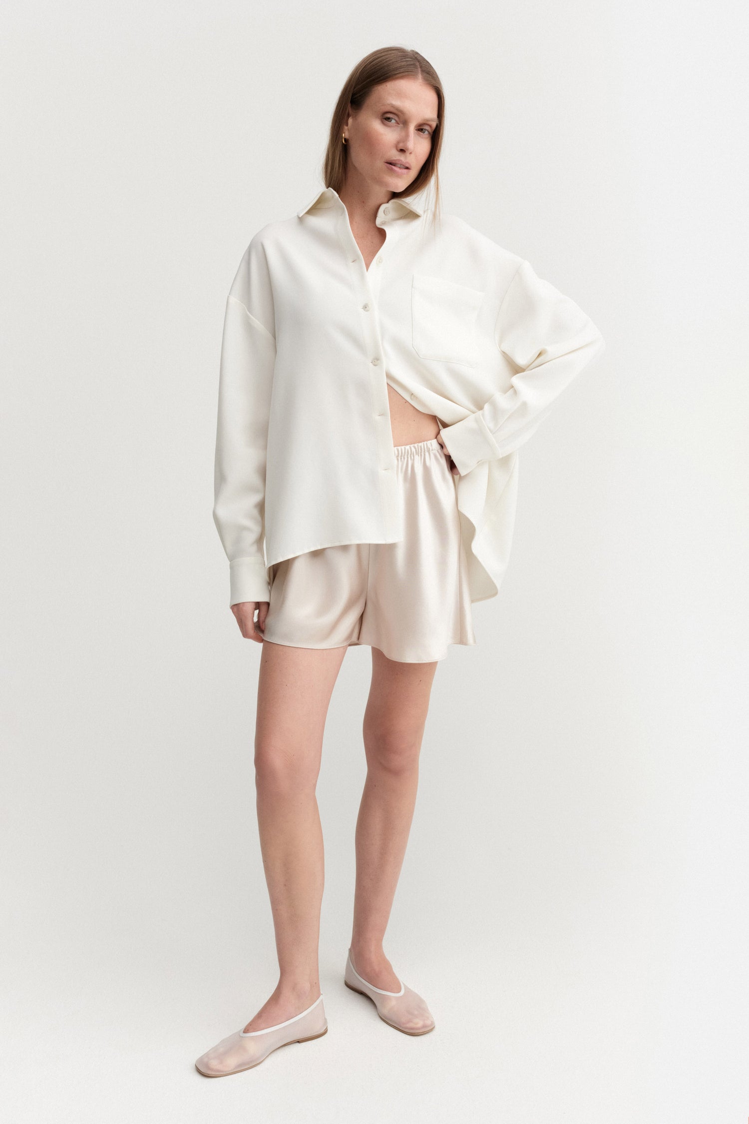 Bim Satin Shorts, pearl