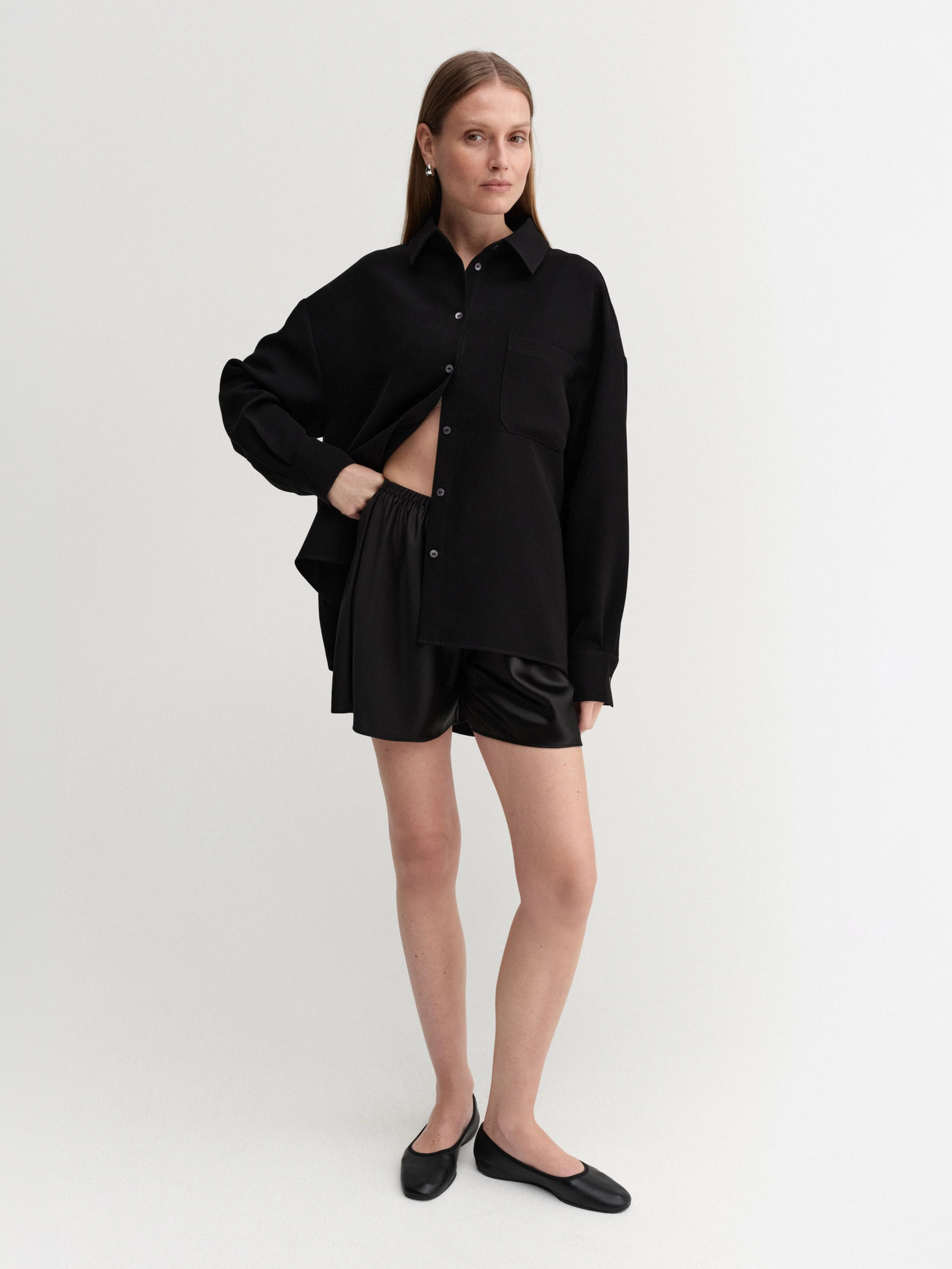 Almada Label Bim Satin Shorts, Black L