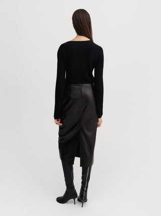 Birdy Leather Skirt, black