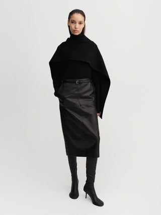 Birdy Leather Skirt, black