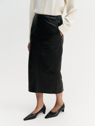 Birdy Leather Skirt, black
