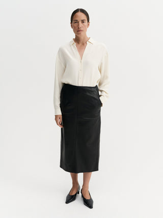 Birdy Leather Skirt, black
