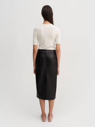 Birdy Leather Skirt, black