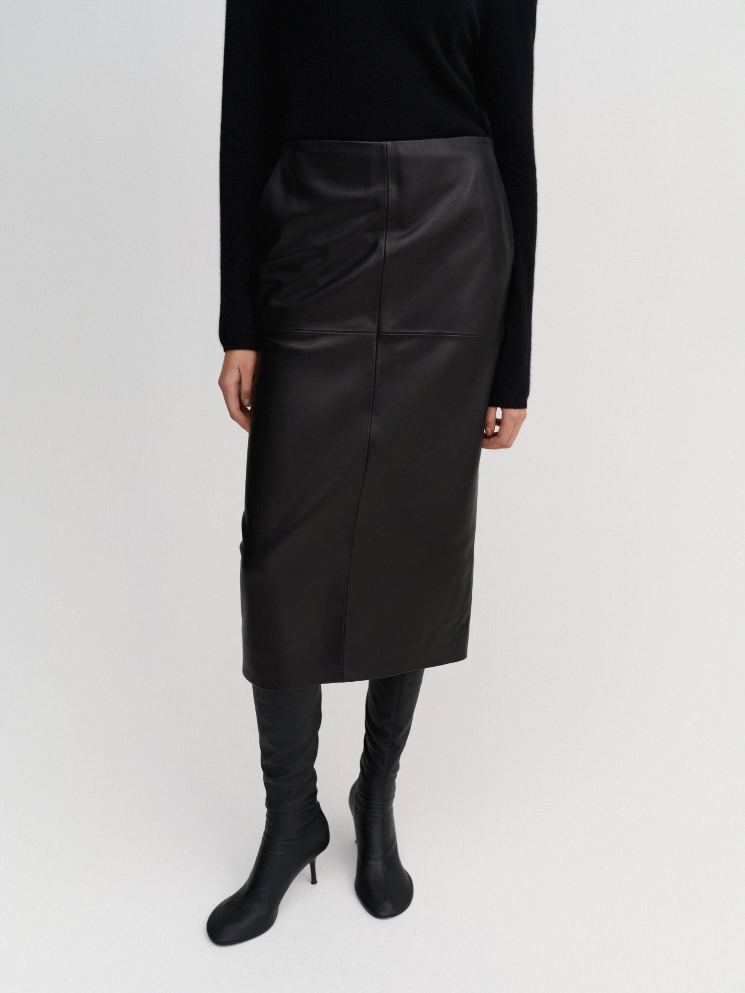 Birdy Leather Skirt, black