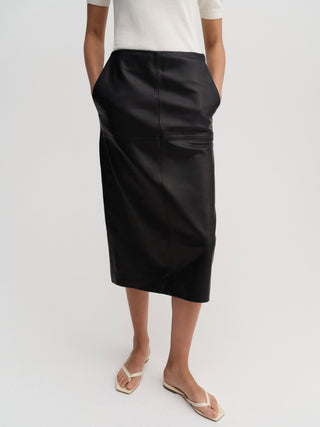 Birdy Leather Skirt, black