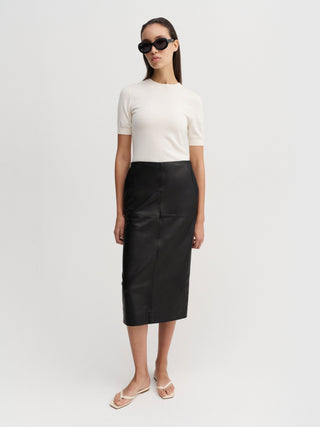 Birdy Leather Skirt, black