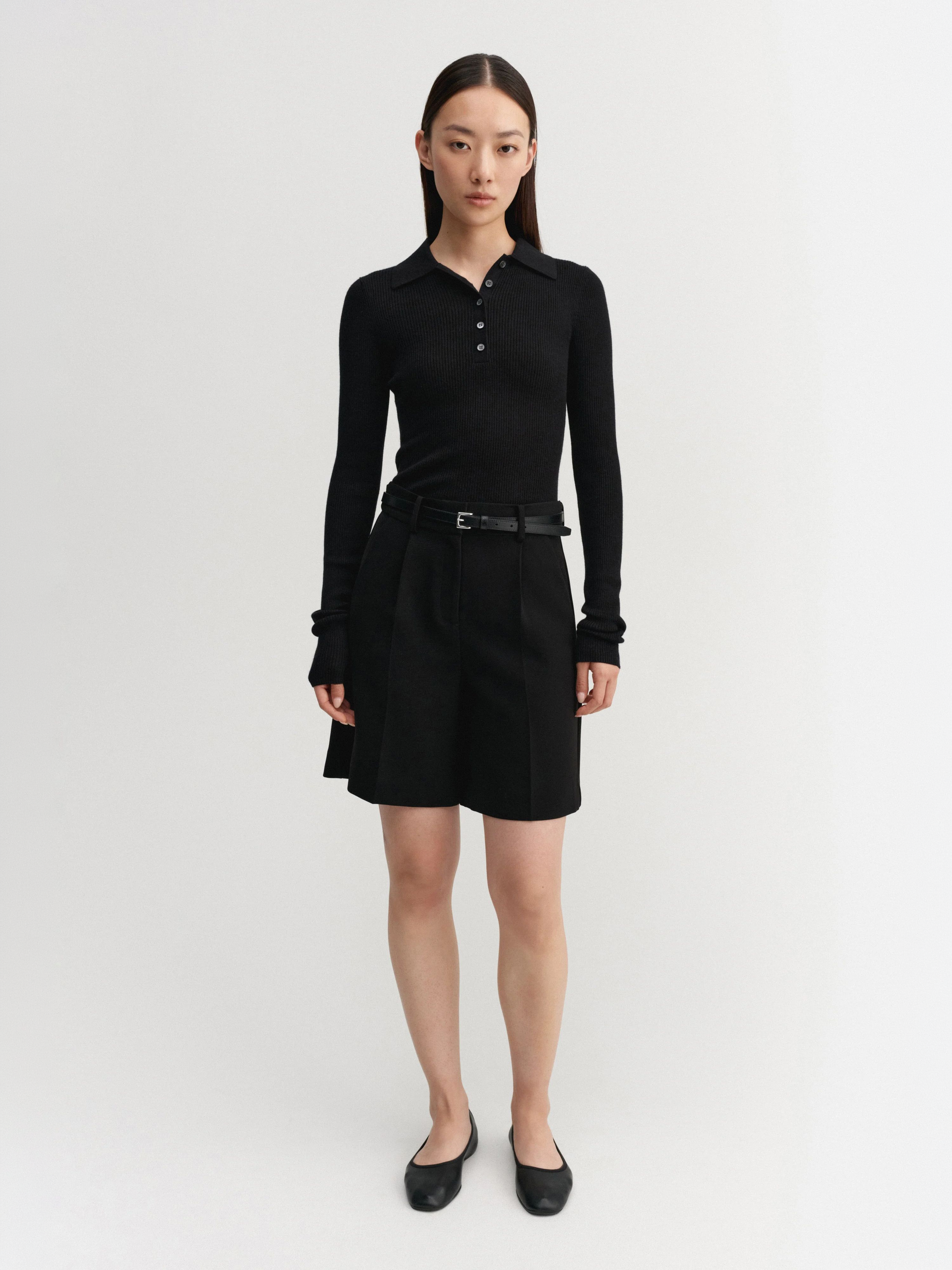 Almada Label Blair Crepe Shorts, Black M