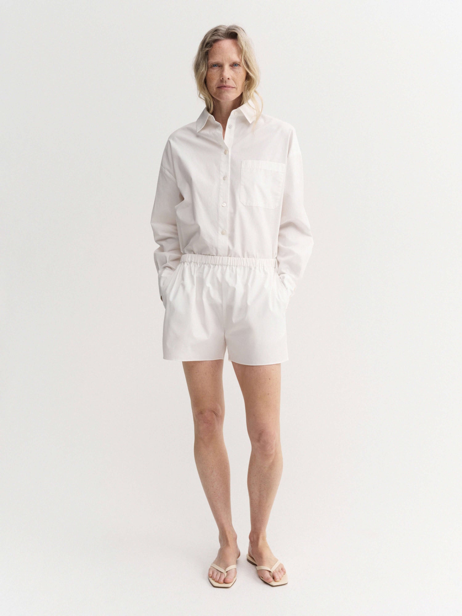 Blay Poplin Shorts, white
