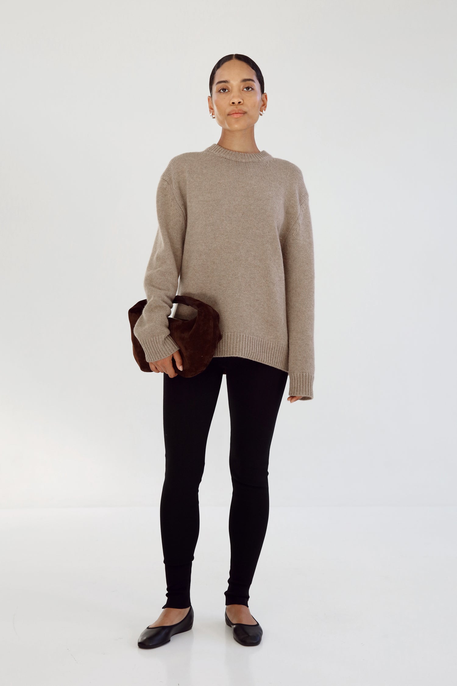 Boyfriend Crewneck Sweater, nougat