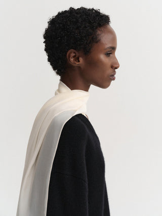 Della Silk Chiffon Scarf, cream