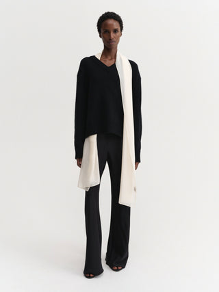 Della Silk Chiffon Scarf, cream