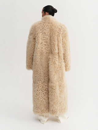 Claudie Shearling Coat, cashew