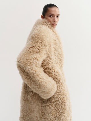 Claudie Shearling Coat, cashew