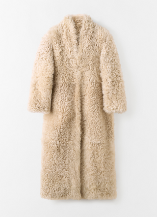 Claudie Shearling Coat, cashew