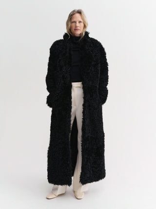 Claudie Shearling Coat, black
