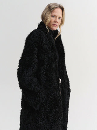 Claudie Shearling Coat, black