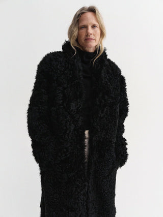 Claudie Shearling Coat, black