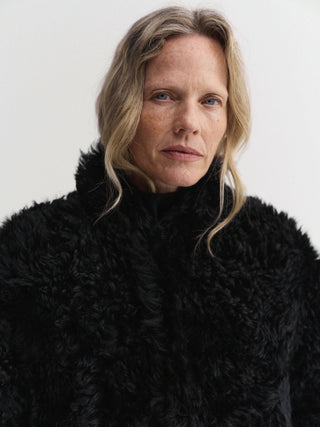 Claudie Shearling Coat, black