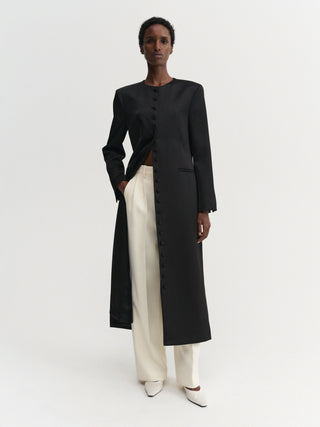 Cleo Long Satin Jacket, black
