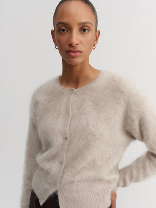 Coco Brushed Cardigan, taupe