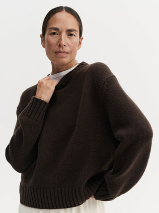 Pull col roulé Cru, chocolat