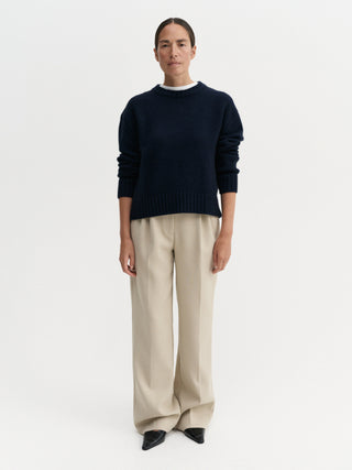 Pull col roulé cru, navy