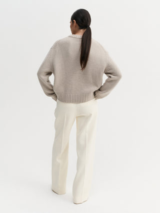 Pull col roulé Cru, taupe