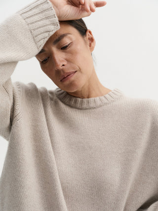 Pull col roulé Cru, taupe