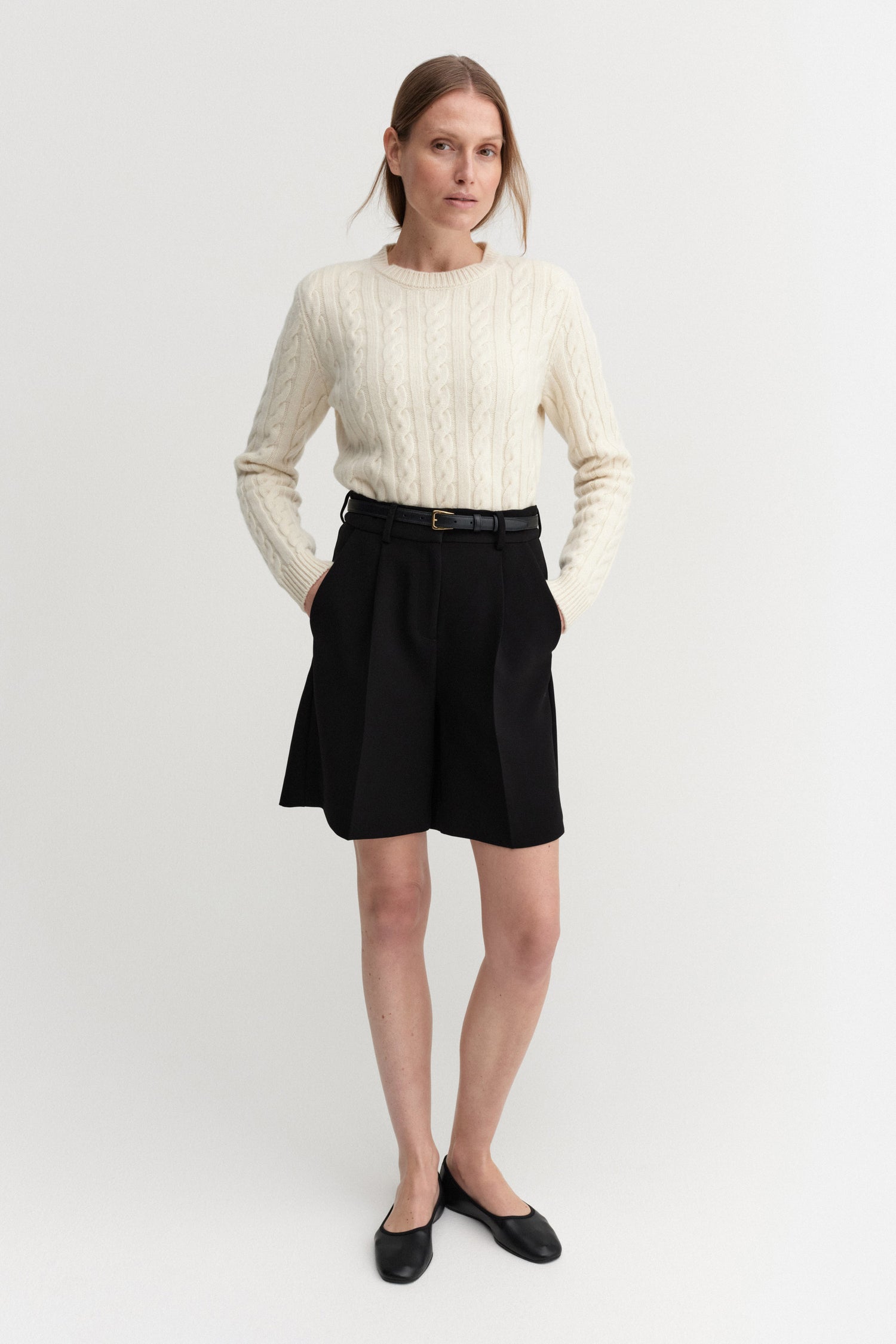 Dagny Cable Knit Sweater, cream