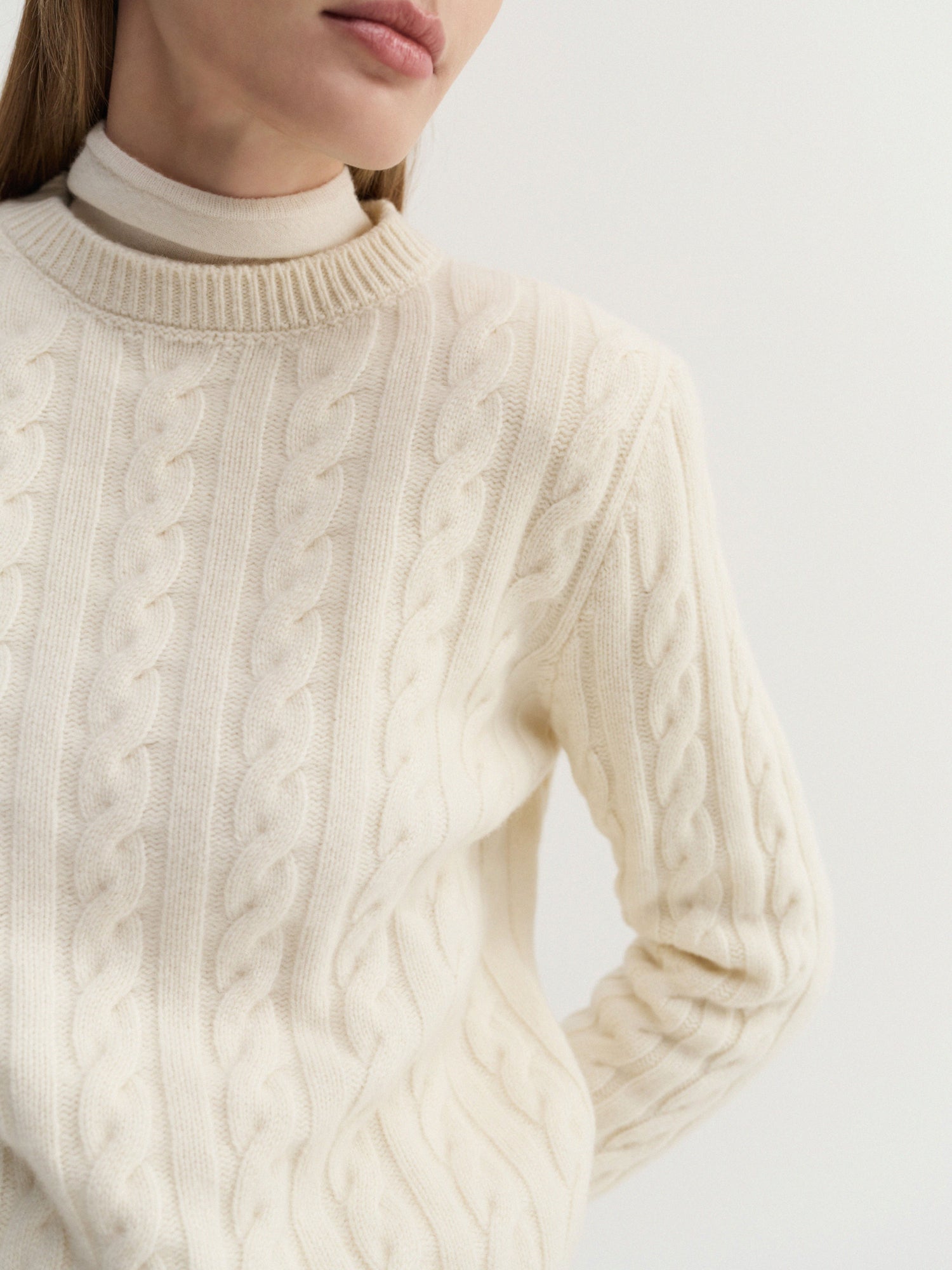 Dagny Cable Knit Sweater, cream