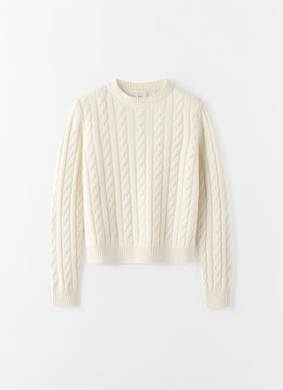 Dagny Cable Knit Sweater, cream