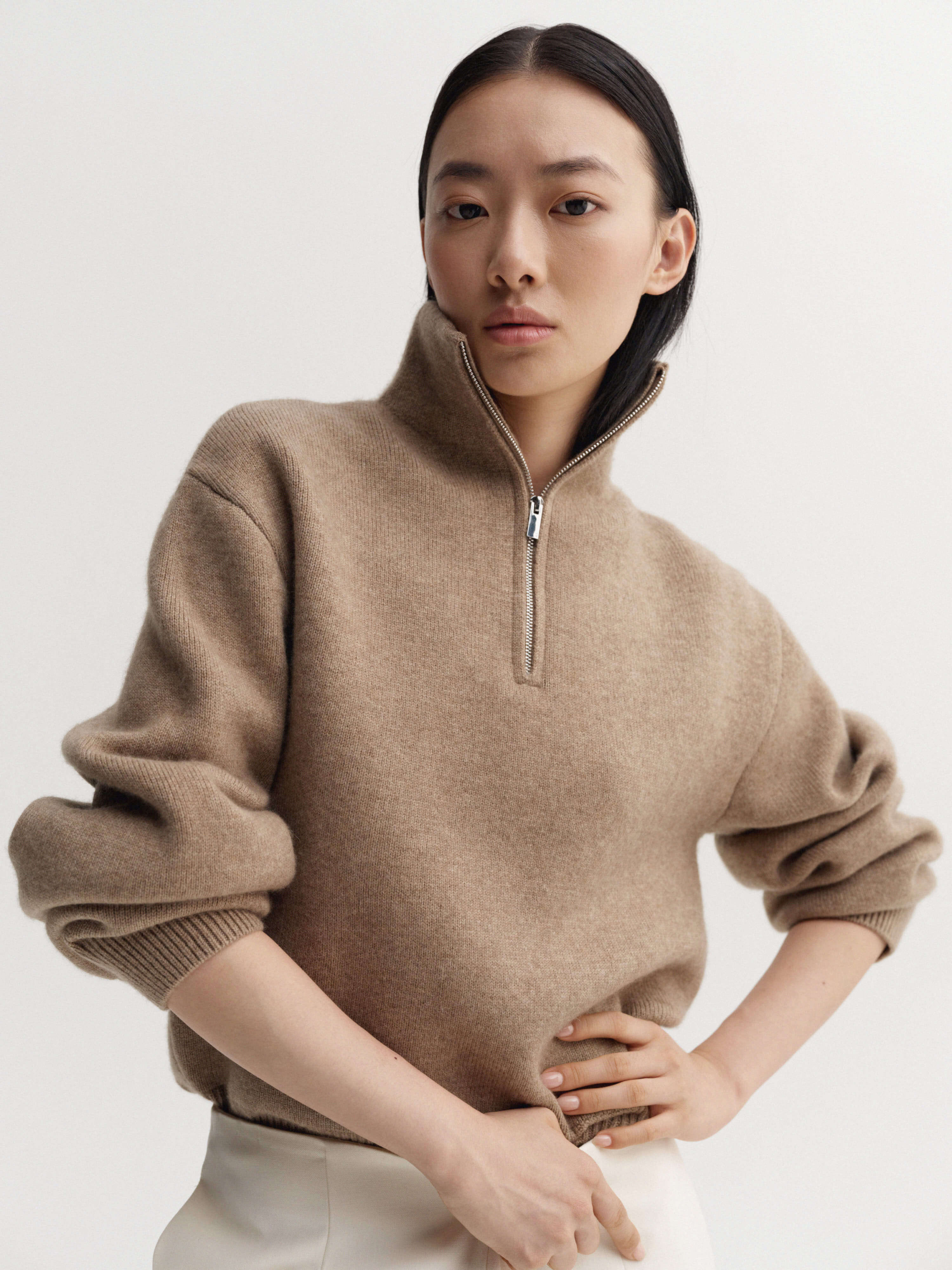 Dana Half Zip Sweater, hazel – ALMADA LABEL