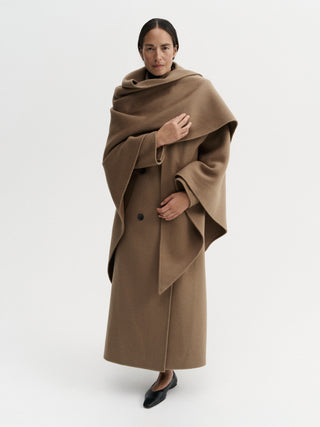 Dina Doublé Triangle Scarf, tan